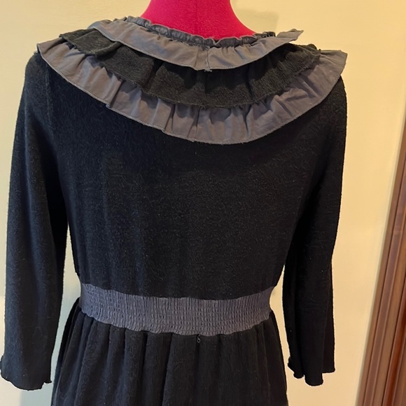 Forla Paris designer Ruffle dress Black Gray Light Knit size small - Picture 7 of 8